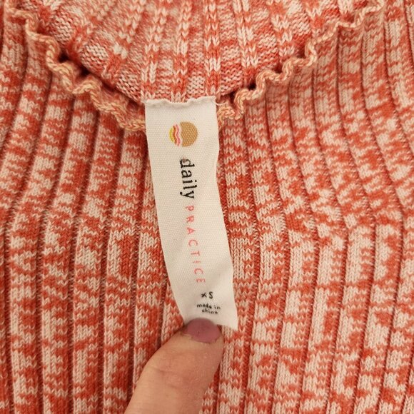Daily Practice by Anthropologie Ribbed Knit Mock Neck Midi Dress Sz XS Orange  - - Picture 5 of 7